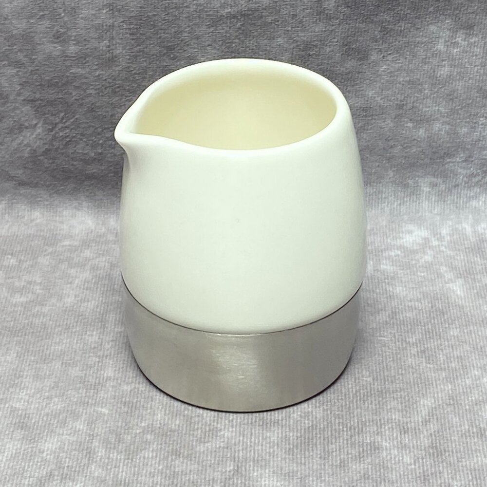 Starbucks Coffee 2005 Creamer Pitcher White & Stainless Steel
